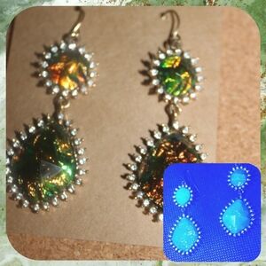 UV Reactive Resin Inlaid Earrings ☆Glows Under Black light☆